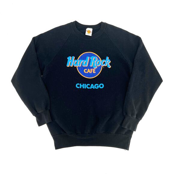 Vintage Hard Rock Cafe Pullover Sweatshirt Chicago Black Size Large - Picture 3 of 7